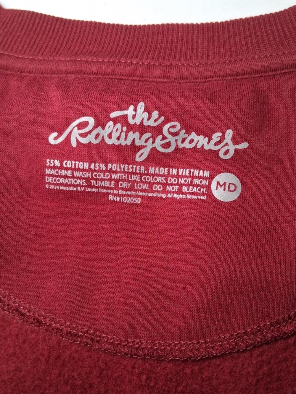 Rolling Stones Sweatshirt Women M Maroon Cherry Tongue And Lips Rock Band Shirt - Picture 7 of 13